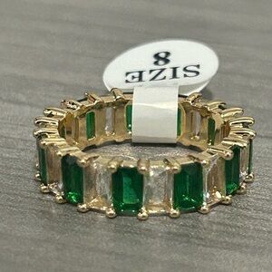 NWOT- Gold Filled Emerald & Clear CZ Eternity Band Ring | Size 8 💚